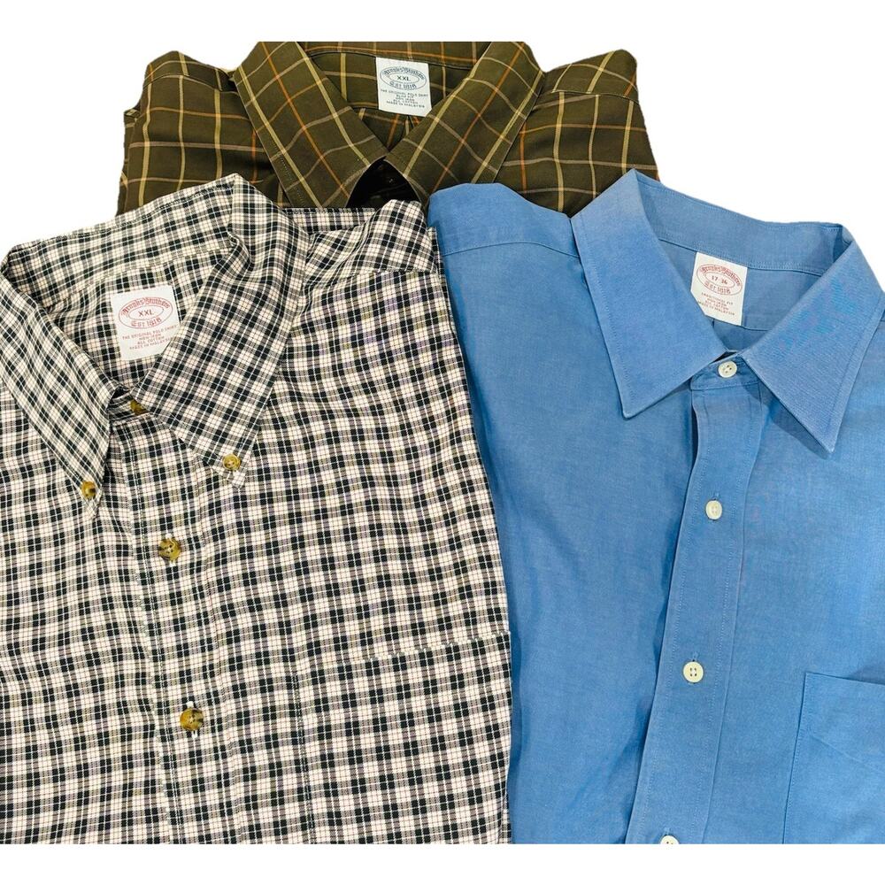 Lot of 3 Brooks Brothers 2XL Non-Iron Oxford Button Shirts Slim Traditional Fit